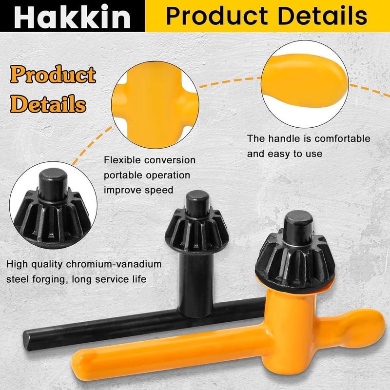 Hakkin 5 Sizes Replacement Drill Chuck Wrench Kit, 6mm, 10mm, 13mm, 16mm, 20mm Chuck Press Key Heavy Duty Carbon Steel Key Universal T Shaped Wrench - Image 2